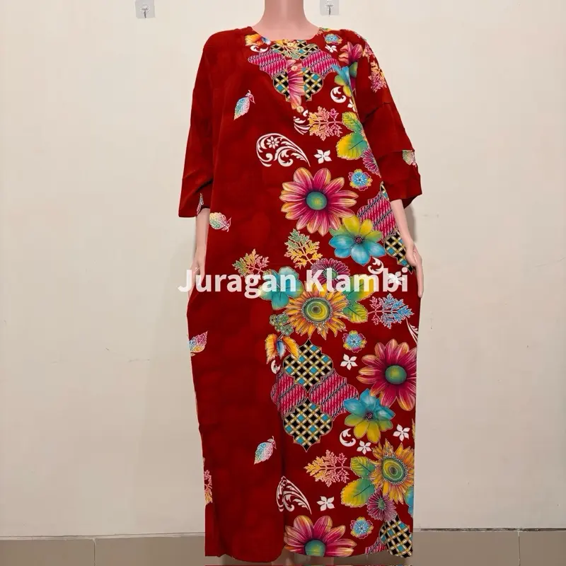 Longdress 19 Lengan 3/4 Kencana Ungu Label Biru Busui Kancing Wanita Cantik Menyusui Ibu