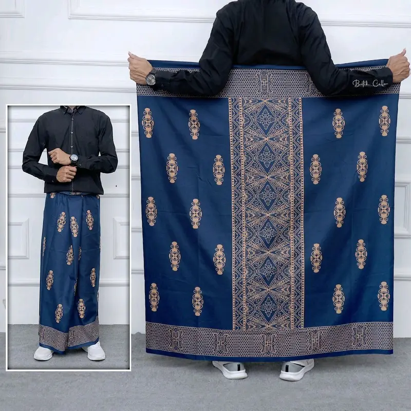 Sarung Batik Pria Anti Kusut Katun Premium Motif Sarwon Hitam 5