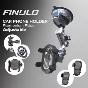 baru - finulo car phone holder kaca mobil bahan abs dan alumunium kokoh dan adjustable premium