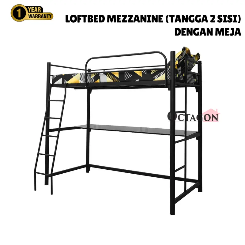 Ranjang Loftbed Besi Ranjang Tingkat Mezzanine Besi Minimalis Knockdown 3