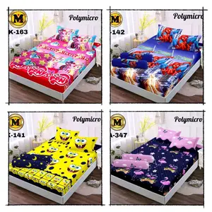seprei motif anak anak ukuran 180*200 tinggi 20 cm sudut berkaret dilengkapi 2 sarban 1 sargul