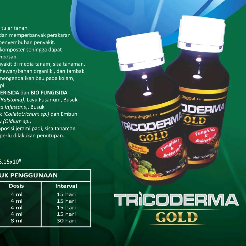 TRICODERMA GOLD fungisida hayati, mencegah layu, pembasmi fusarium, fungi positif, peyembuh layu , pembasmi jamur