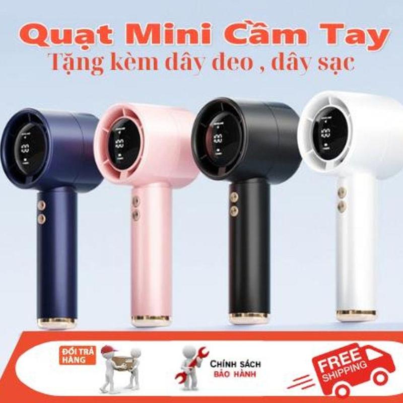 Quạt cầm tay, mini 100 Mức Gió Màn Hình Led Hiện Thị, Quạt Tích Điện Pin Dung 3000 mAh Lượng Lớn