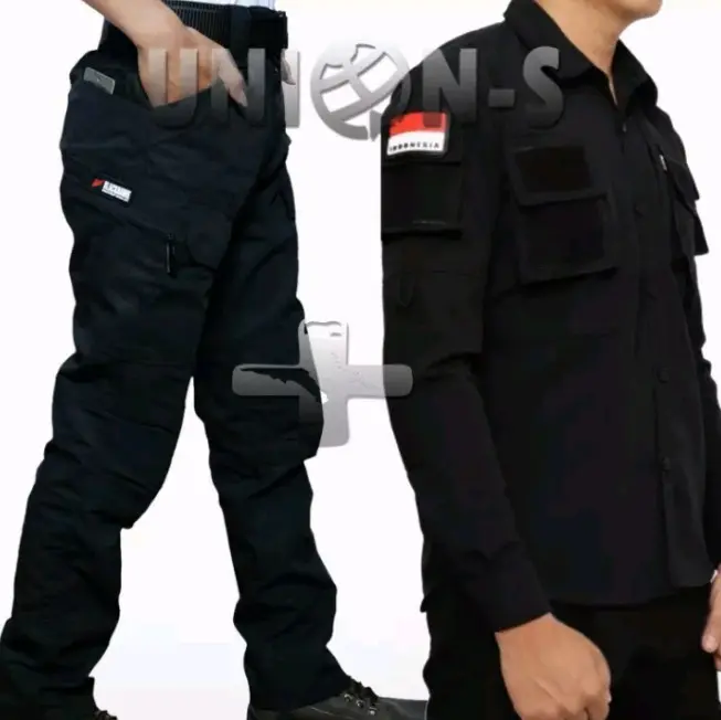 Setelan Seragam Kemeja 511 + Celana Panjang Tactical Pria Lapangan Outdoor Kerja Warna Hitam Hijau Abu Kream Casual Formal Bahan Tebal - Polos