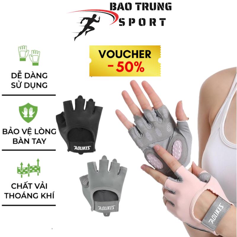 Găng Tay Tập Gym Nữ Hở Ngón Chống Trượt Cao Cấp Tập Yoga Gym Goft Đạp Xe Aolikes HS121 Đồ tập gym cho nữ Bao Tay Chống Trơn Chân đi giày size 35-37 găng tay sẽ lấy size S ,38-40 size M