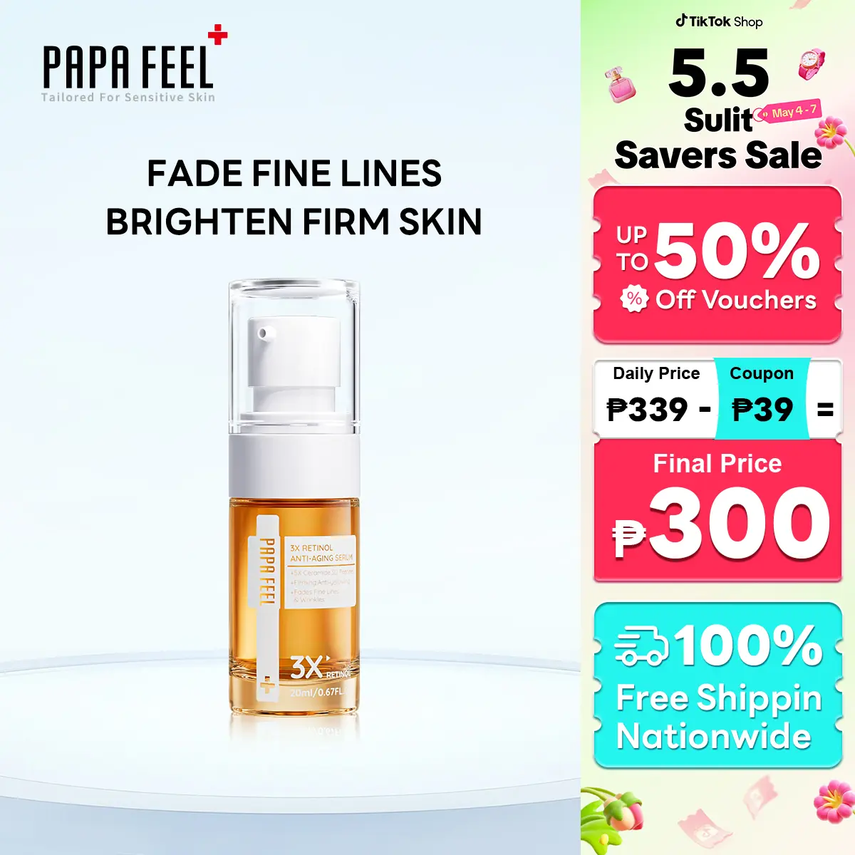FDA PAPA FEEL 3X Retinol Facial Serum 20ml | Suitable for all skin types