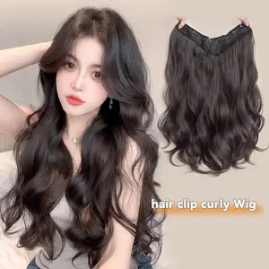Hairclip korean  curly Alami, hair clip curly hitam，nyaman dan serbaguna, meningkatkan volume rambut 50cm 60cm hairclip korea biglayer Rambut Palsu Wanita Korea Style Aesthetic Premium Fiber 01