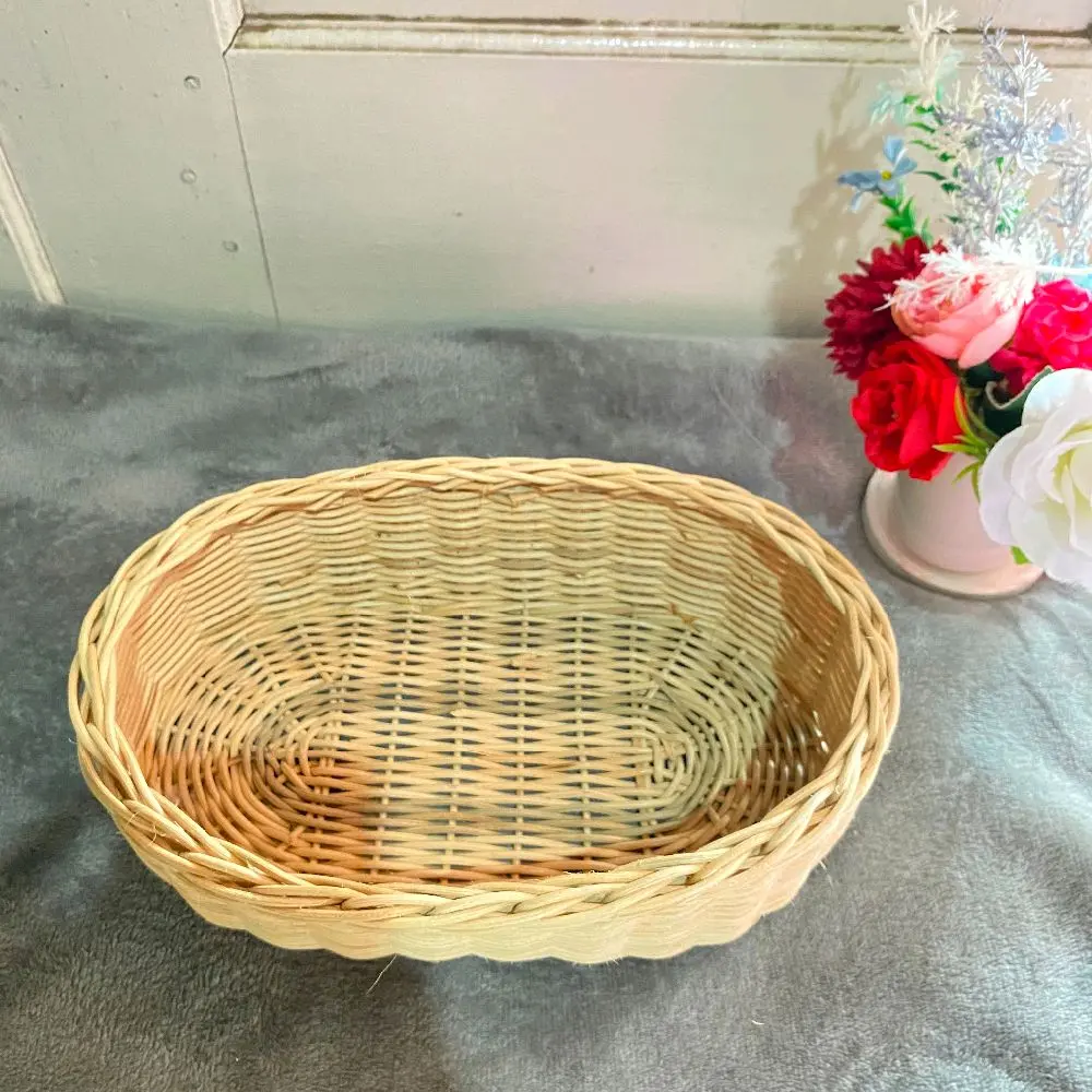 Keranjang Oval anyaman full rotan halus berdiameter 21x14 buat tempat buah,hampers,seserahan dan tempat penyimpanan lainnya