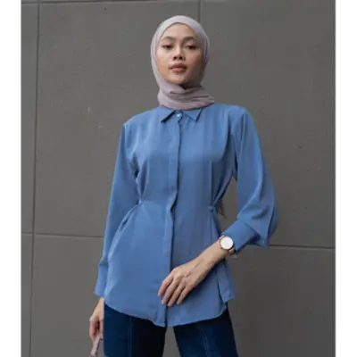 KEMEJA SEAMLESS AERA POLOS STRECH PREMIUM OFFICE B680 Baju Panjang Tangan Wanita