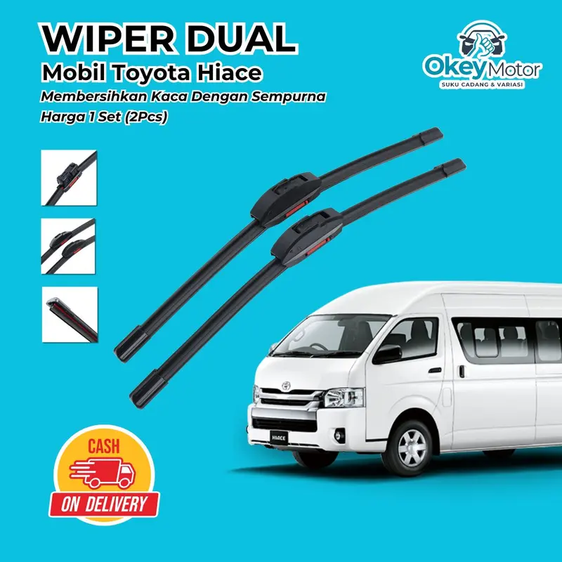 Wiper Dual Toyota Hiace 2 Lapis Karet Blade 1 Set Kiri dan Kanan Sepasang Pembersih Kaca Depan Mobil 0