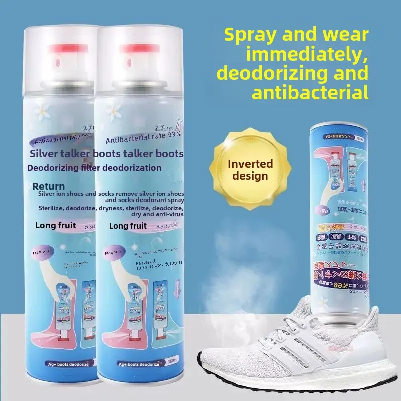 Shoe Deodorant spray, 360ml Shoe odor removal, Shoe freshener, Peach and Silver Ion