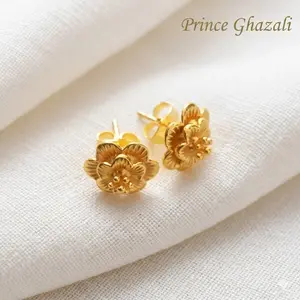 anting tusuk wanita titanium motip kembang bunga ukuran dewasa aniti luntur xuping