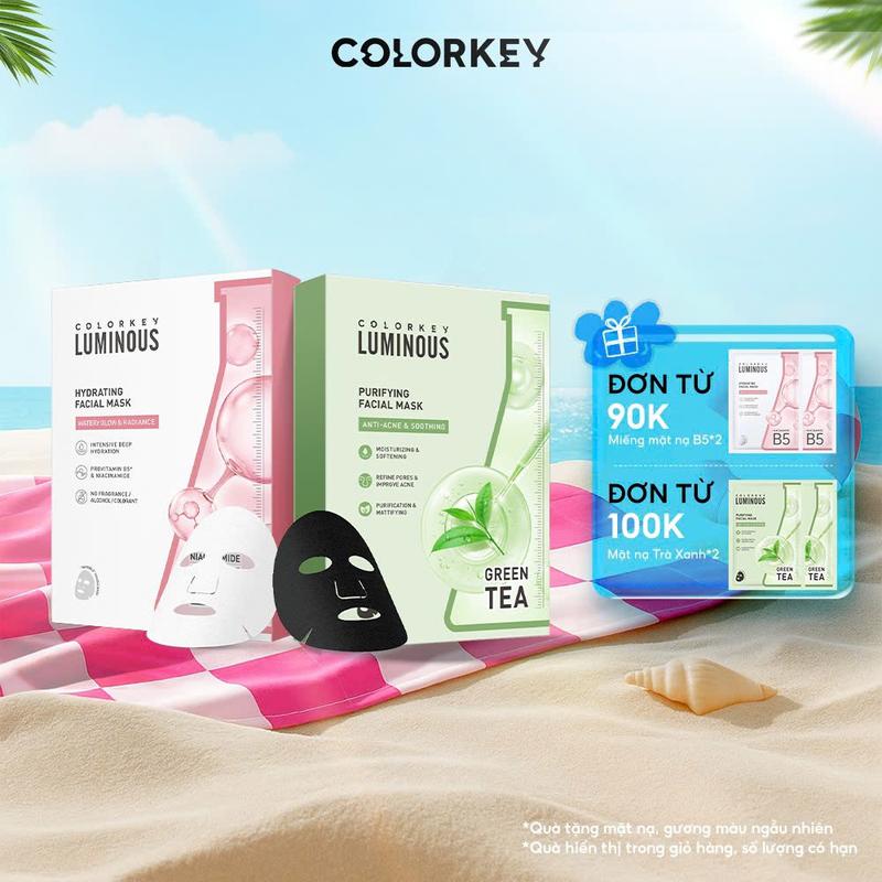 [Exclusive Livestream] 1 HỘP Mặt Nạ Giấy COLORKEY LUMINOUS Hỗ Trợ Cấp Ẩm PHIÊN BẢN NÂNG CẤP MỚI 10 miếng/hộp Skincare Làm Đẹp Da