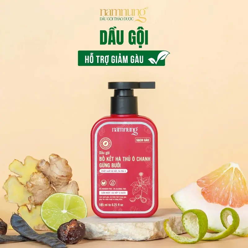 Dầu Gội Giảm Gàu Nấm Ngứa Da Đầu Thảo Dược NAMNUNG Giảm Gàu Mảng Viêm Da Đầu Không Khô Tóc 185Ml 0