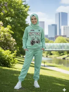 Setelan Sweater Remaja Perempuan Mootif Trendy Bahan Fleece Tebal Usia 9-14 Tahun//Oneset Outfit remaja Perempuan Usia 9-10 Tahun