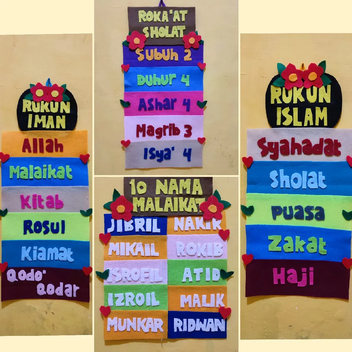 hiasan dekorasi dinding edukasi anak Muslim Rukun Iman Islam