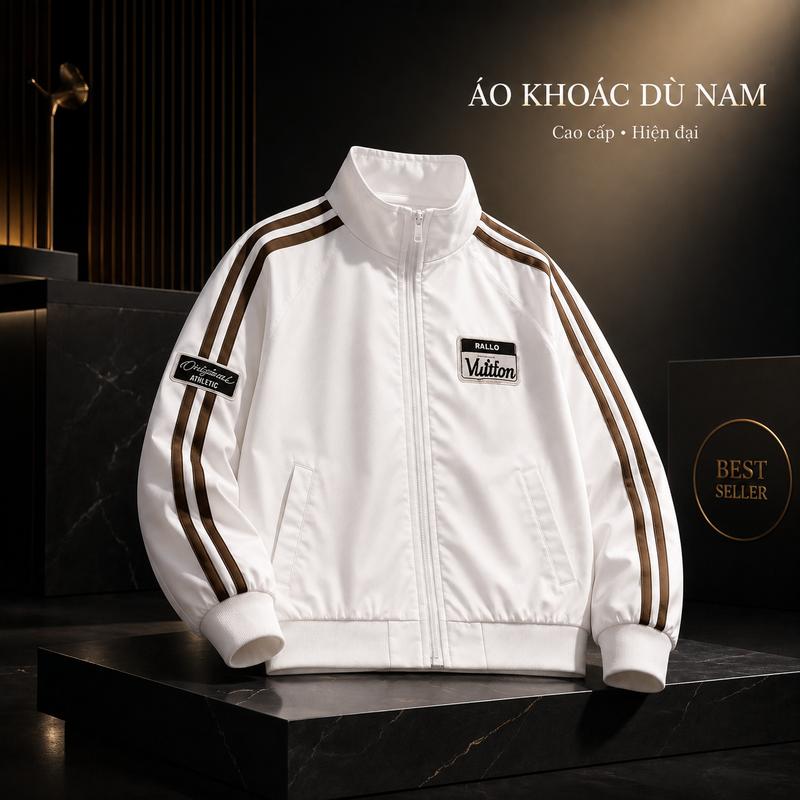 Áo Khoác Dù Nam Cao Cấp Màu Trắng Chất Liệu Dù 2 Lớp Dày Dặn Chống Nước Tốt Mẫu…