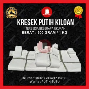 KRESEK KILOAN / KANTONG PLASTIK PUTIH LOS IKAT EKONOMIS 1/2 KG