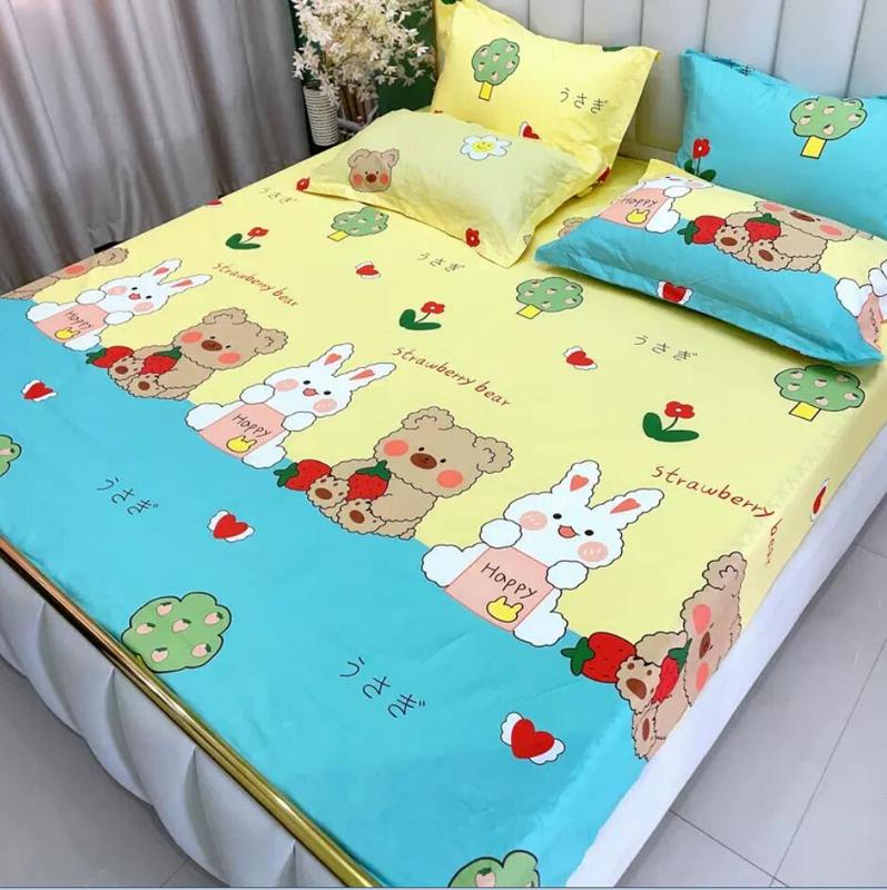 Product Introduction of 100% Cotton Bed Fitted Sheets With Elastic +2pc Pillowcases Adult Kids Girls Princess Twin Full King Queen Mattress Cover B84 11