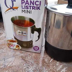 Mug Listrik Pemanas Air 11 12 13 14 15 cm / Panci Listrik Stainless Steel Silver Wadah Minuman Panas Kabel