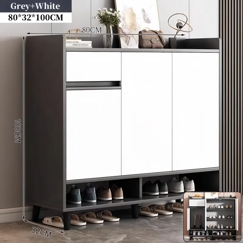 Nordic Shoe Cabinet 80x32x100CM Dustproof Breathable Large-capacity Shoe Cabinet