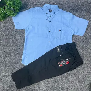 Setelan kemeja + chino panjang anak laki laki umur 3-10 tahun bahan katun oxford premium Fashion