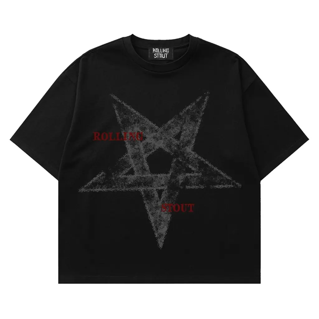 Rollingstout Dark Star Skull - Boxy fit Kaos Oversized Tshirt Rise Black Pria dan Wanita