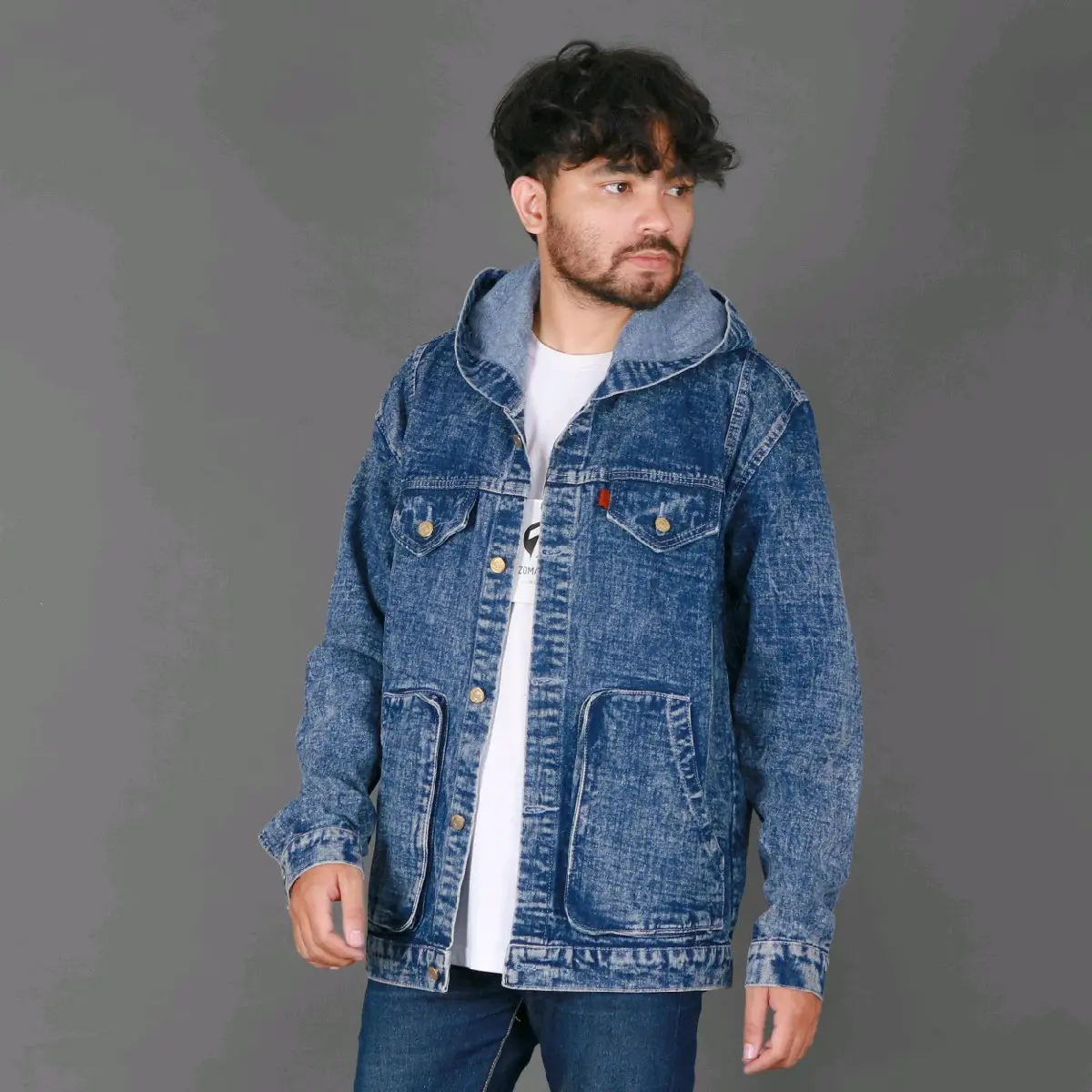 Jaket Jeans Kupluk Biru Sandwash|Jaket Denim Best Seller