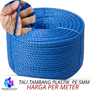 Tali Tambang Plastik PE 5mm Harga Per Meter Serbaguna untuk Jala Menangkap Ikan Konstruksi Ringan Outdoor Rumah Tangga Merk Kompas