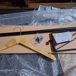 Rak dinding besi lemari baju Ambalan Hambalan gantung serbaguna 60x20cm Gantungan Kayu