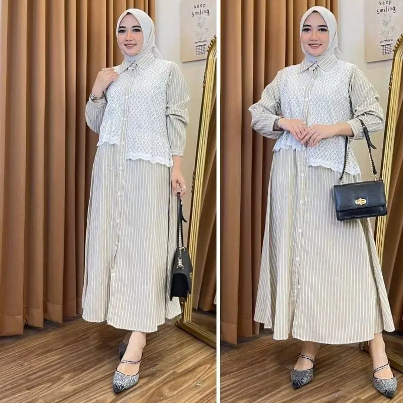 MIDI DRESS DERA / TUNIK REMAJA MIX BRUKAT SIMPEL / FASHION BUSANA MUSLIMAH / KEMEJA WANITA TERMURAH 4