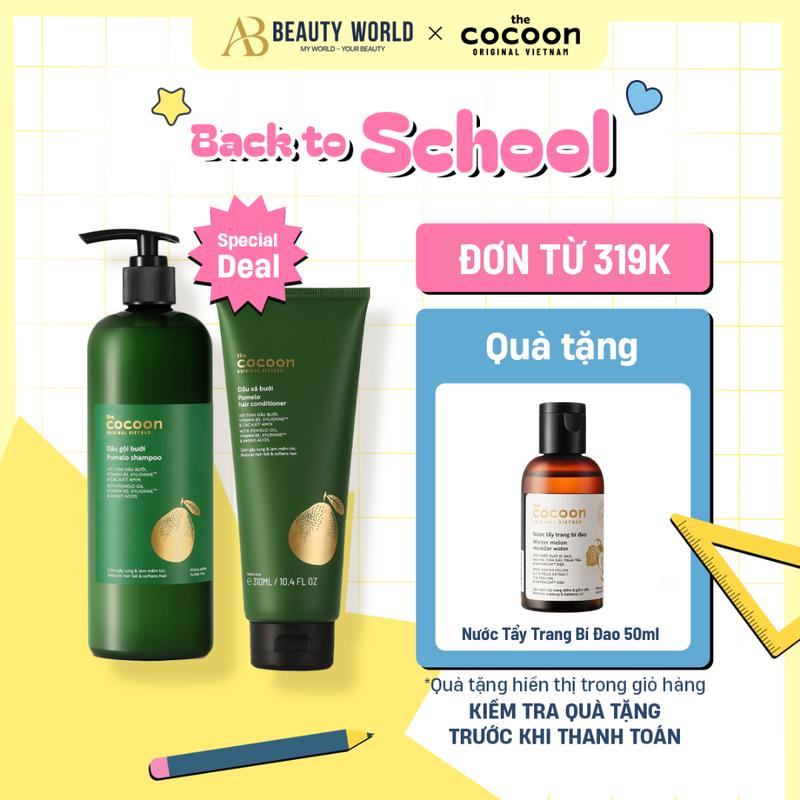 [MUA 1 TẶNG 1] Cocoon Dầu Gội Bưởi Pomelo Shampoo 500ml & Dầu Xả Bưởi Pomelo Conditioner 310ml AB Beauty World