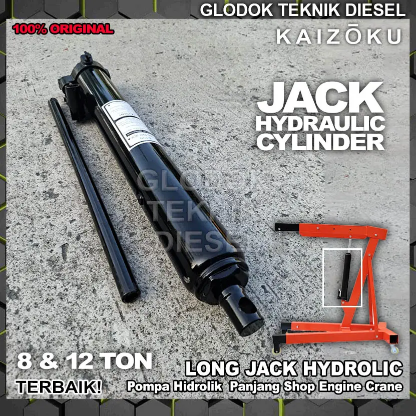 Kaizoku 8 & 12 Ton Long Jack Hydraulic Tabung Oli Tabung Hidrolik Panjang untuk Hydraulic Engine Shop Crane 2 Ton 3 Ton Oil Cylinder Hydraulic 2T 3T Original Terbaik