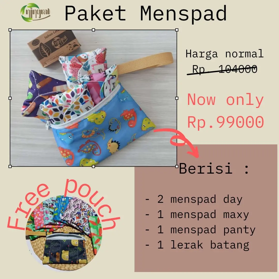 Paket Menspad Ningrat - Pilihan 7 Paket dengan Day, Panty, Sabun Batang, dan Pouch Waterproof