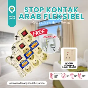 SAFAR POINT Stop Kontak Umroh/Haji 2 -5 Lubang + Adapter Arab Saudi | Colokan Indonesia