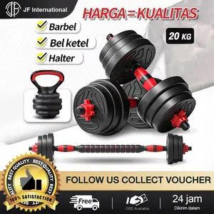 【Terbaru 2025】 Dumbbell Set 20KG+ Kettlebell Fitness Equipment 6 in 1 Barbell Set