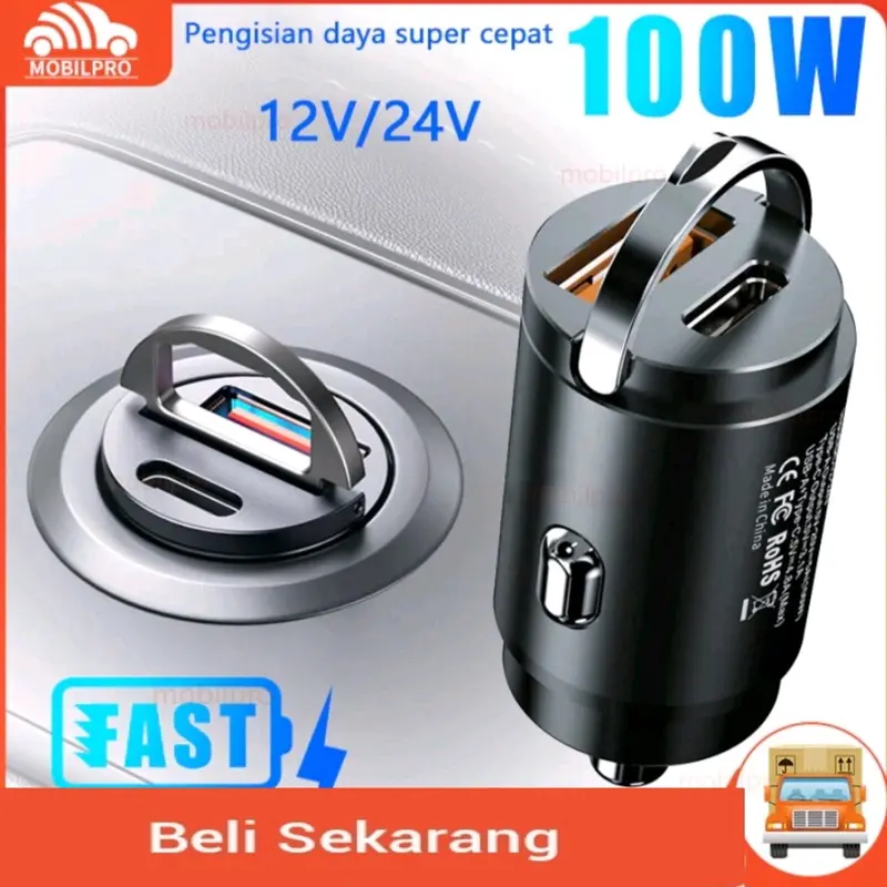 100W Pengisi Daya mobil motor cepat fast charging Tipe C 100W USB C USB charger hp motor mobil fast charging 0
