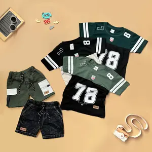 BRAVEKIDS CLOTH -OSCAR Kaos Baseball Cotton Combet 24S Sablon platisol Kargo Celana Pendek Anak