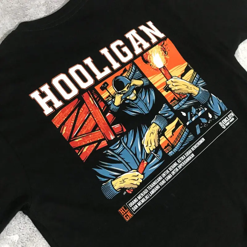 [EBCLOTH 016] Kaos Hooligans Volume 2 | Sablon DTF x Reflektif Menyala | Premium 4