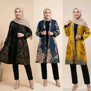 Outer Batik Modern Dewasa Katun Micro Baju Wanita Casual Motif Kardigan Cardigan