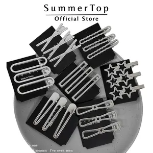 Summertop | JP1960 Jepit Rambut Silver Hairclip Perak Retro Isi 3pcs Korea Anak Perempuan Aksesoris