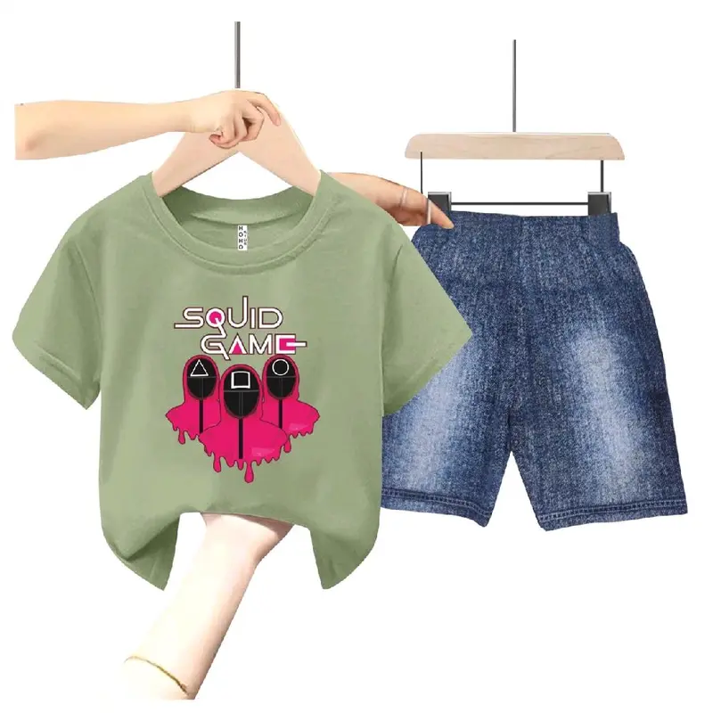 SETELAN ANAK SQUID GAME COWOK SABLON DIGITAL CELANA SEMI JEANS // NEW 3