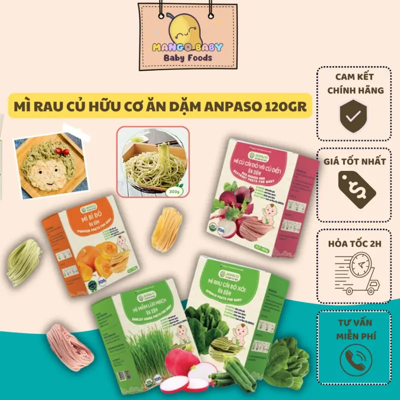 Mì Rau Củ Organic, Mì Rau Củ Anpaso 120g - MangoBaby - TikTok Shop Vietnam