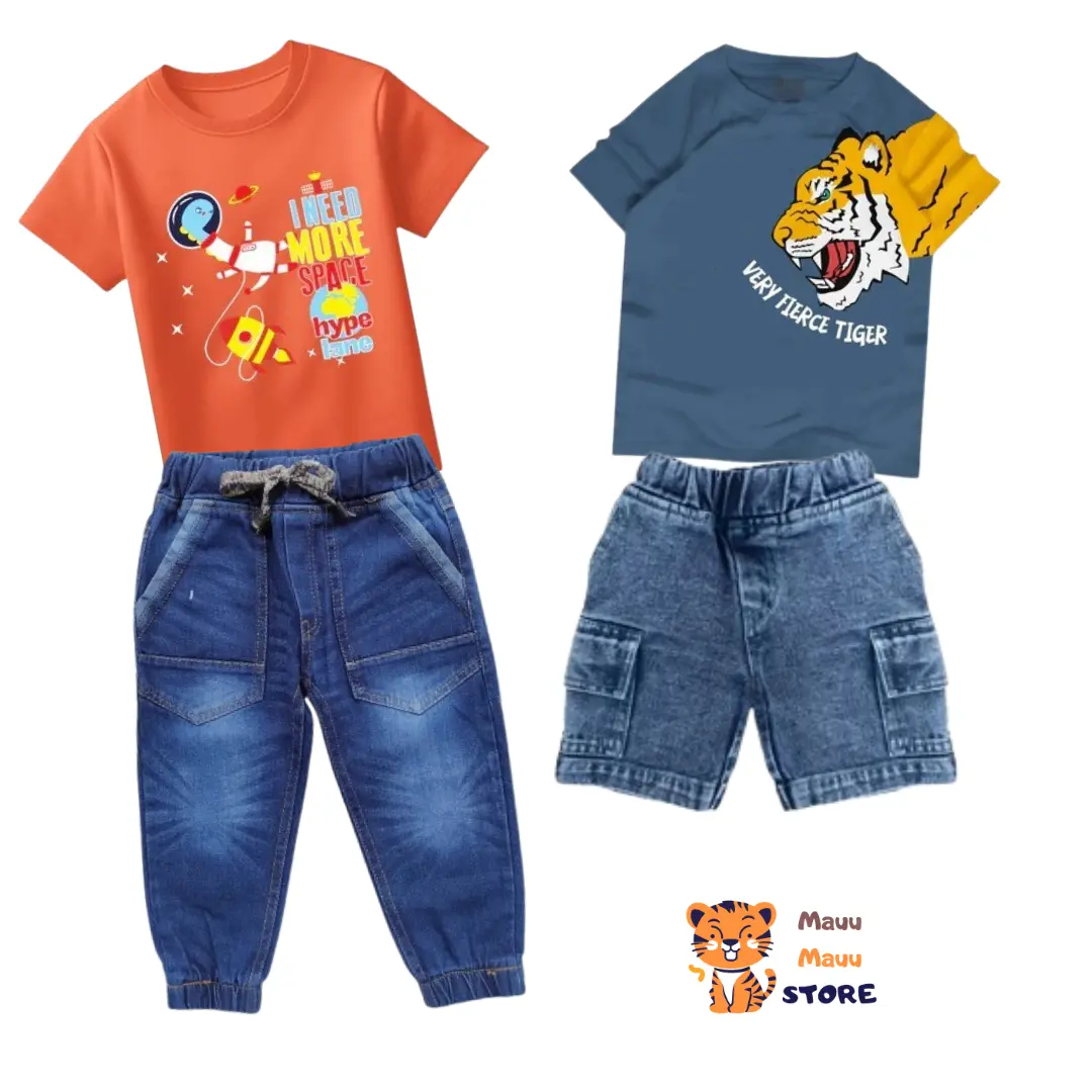 MAUMAUKIDS - Setelan Anak Premium laki -laki dan perempuan Size 1-8 tahun