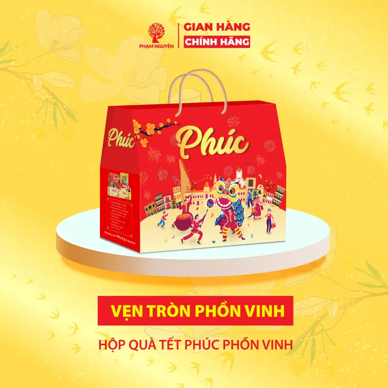 [MUA 3 GIẢM 15%][HỘP QUÀ TẾT CAO CẤP 2026] Hộp quà tặng Tết Phúc phồn vinh 741,4g
