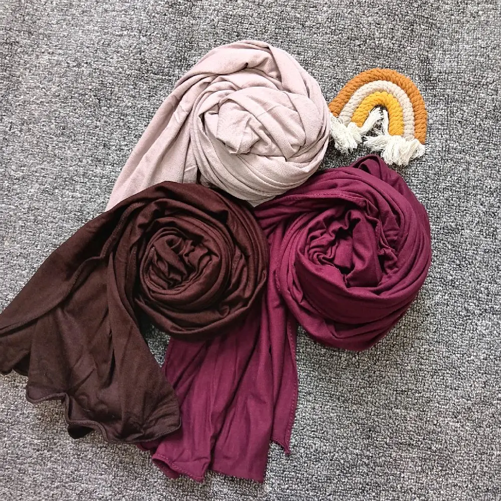 Pashmina Kaos Rayon Premium Wanita Muslim Jilbab Panjang Syal - Kaos Rayon Super - Segi, Instan, Hitam, Empat, Kerudung