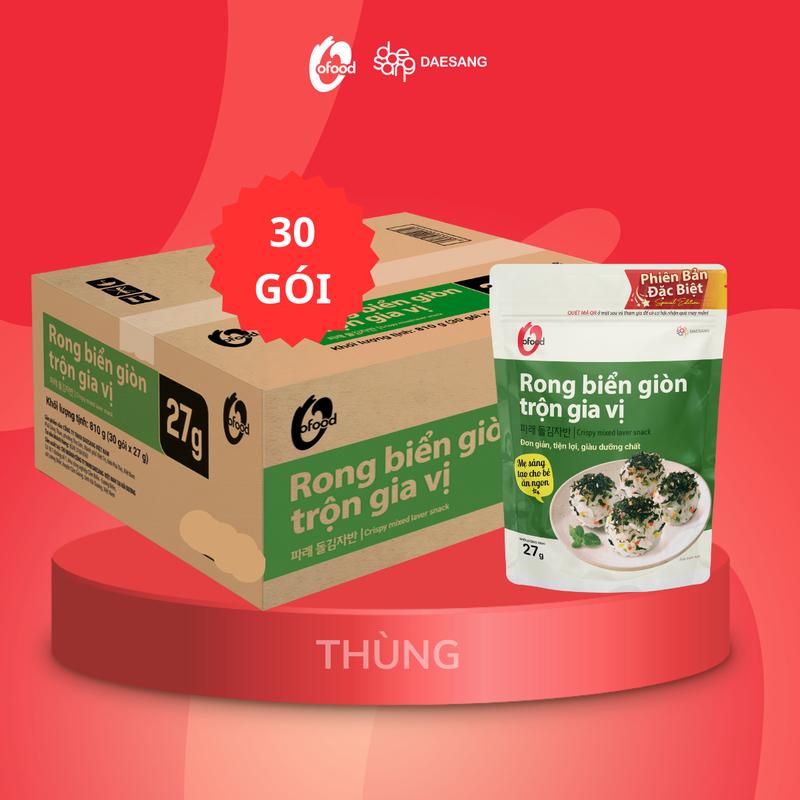   Thùng 30 gói  Rong biển giòn trộn 4 vị O'Food 27g snack ăn vặt 