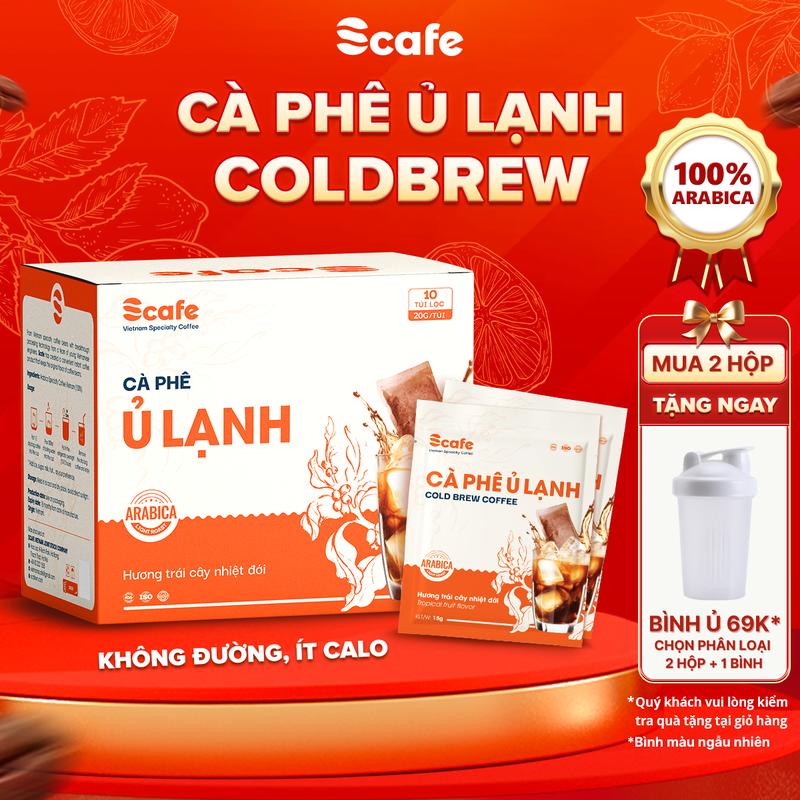 Cà phê ủ lạnh cà phê Coldbrew túi lọc Arabica Cầu Đất tiện lợi cho người bận rộn Scafe Vietnam Hạt Arabica Đậm Đà Hương Vị Tự Nhiên không đường ít calo - Hộp 10 Gói x 20g - cafe Coffee coldbrew thơm ngon ủ lạnh