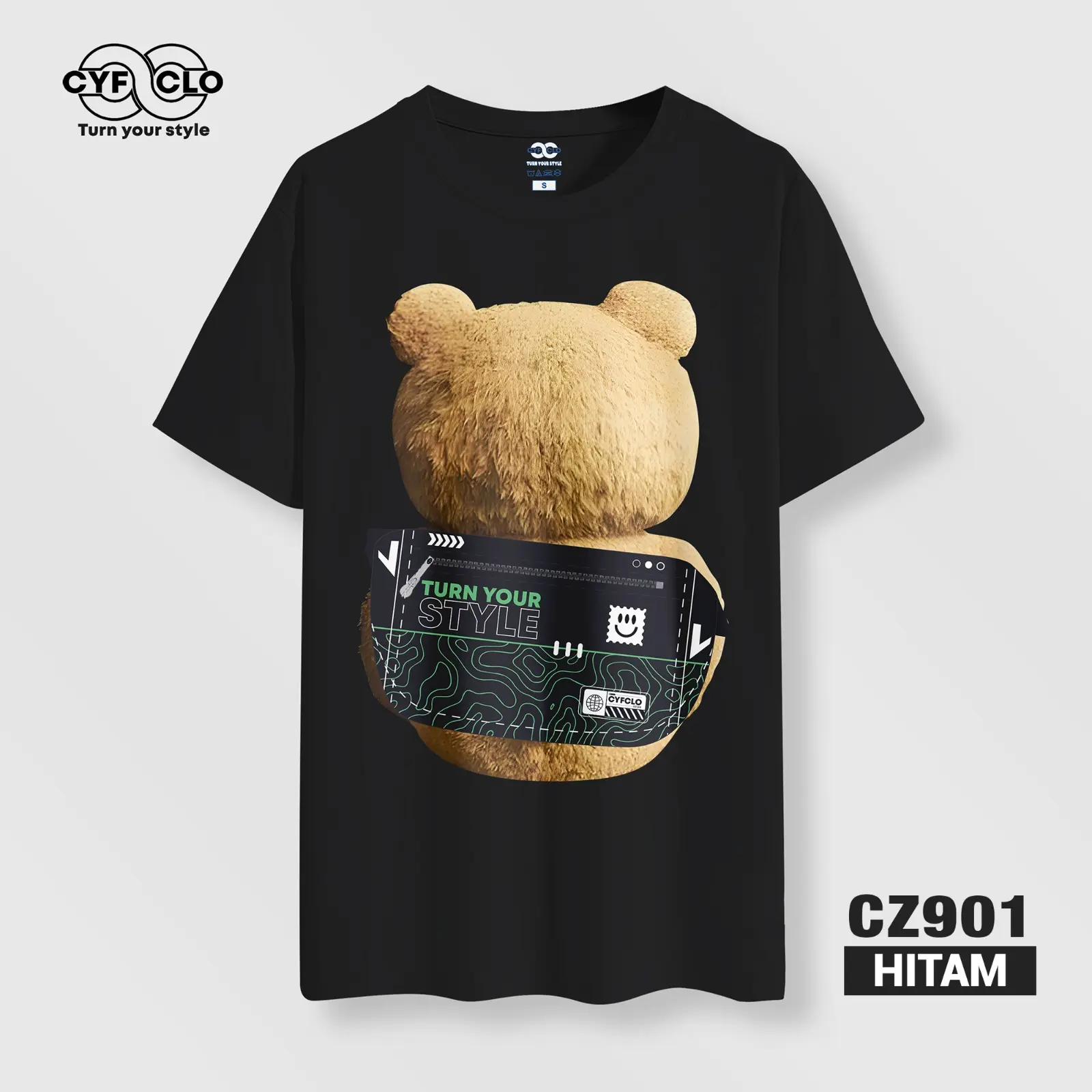 Kaos Distro By Cyfclo Motif 3D dengan Kantong Ajaib Bahan Katun 24s Pria dan Wanita CZ901