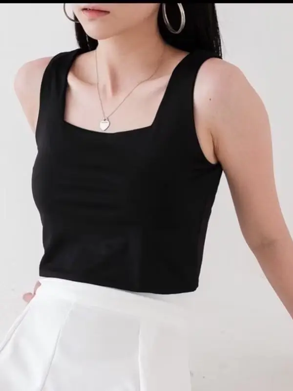 Atasan Crop Tank Top Wanita Bahan Spandek RC - Cewek, Pendek 2